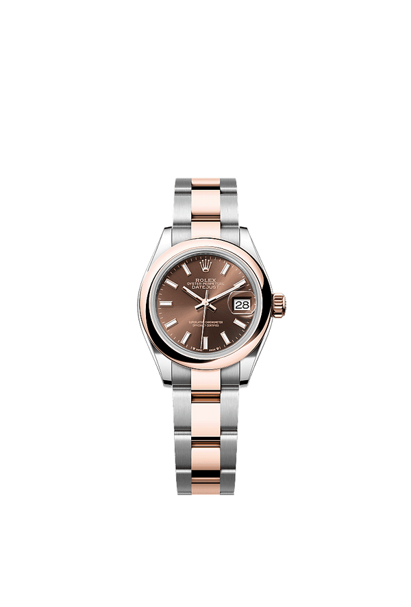 Rolex Lady-Datejust - Staal / Rosegoud - Bruin wijzerplaat (279161)
