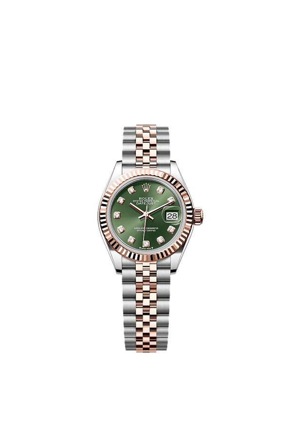 Rolex Lady-Datejust - Staal / Rosegoud - Groen wijzerplaat (279171)