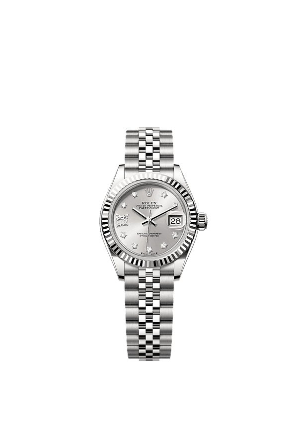 Rolex Lady-Datejust - Staal / Witgoud - Zilver wijzerplaat (279174)
