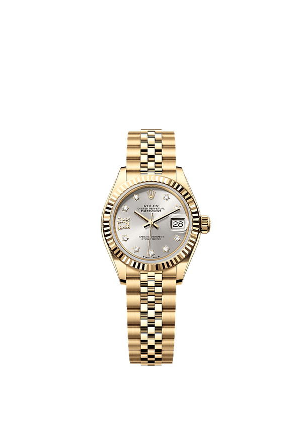 Rolex Lady-Datejust - Geelgoud - Zilver wijzerplaat (279178)