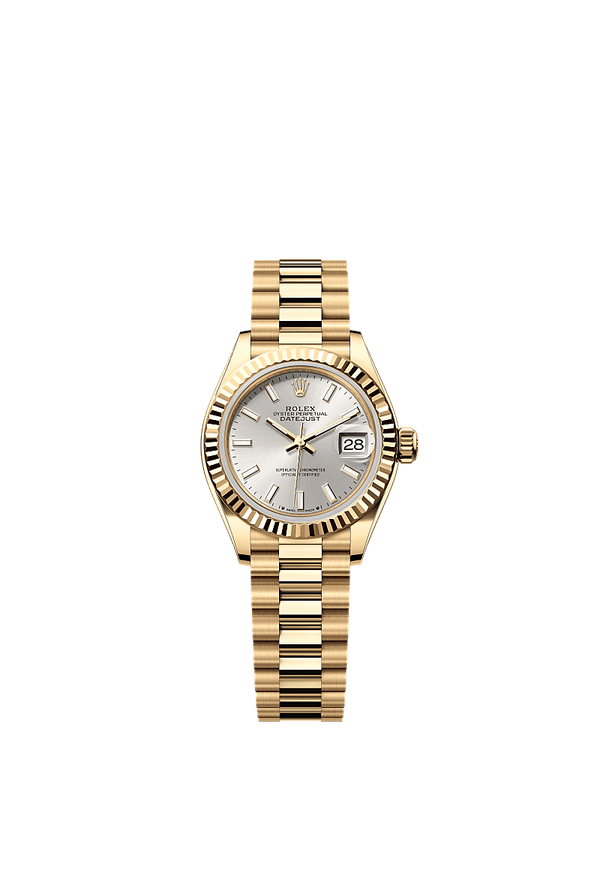 Rolex Lady-Datejust - Geelgoud - Zilver wijzerplaat (279178)