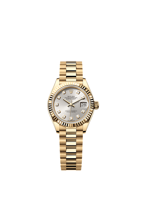 Rolex Lady-Datejust - Geelgoud - Zilver wijzerplaat (279178)