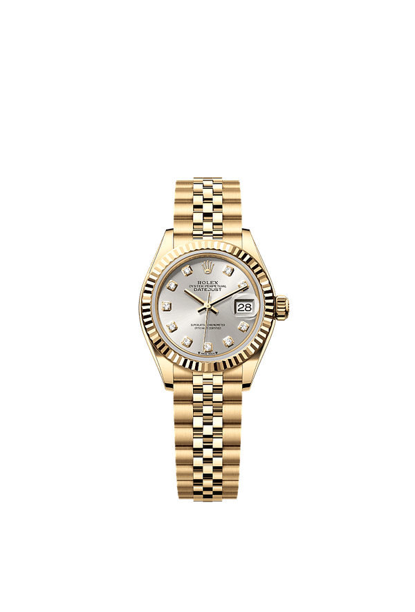 Rolex Lady-Datejust - Geelgoud - Zilver wijzerplaat (279178)