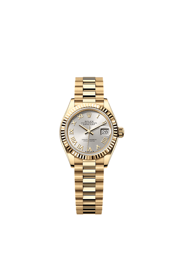 Rolex Lady-Datejust - Geelgoud - Zilver wijzerplaat (279178)