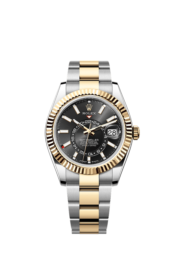 Rolex Sky-Dweller - Staal / Geelgoud - Zwart wijzerplaat (336933)