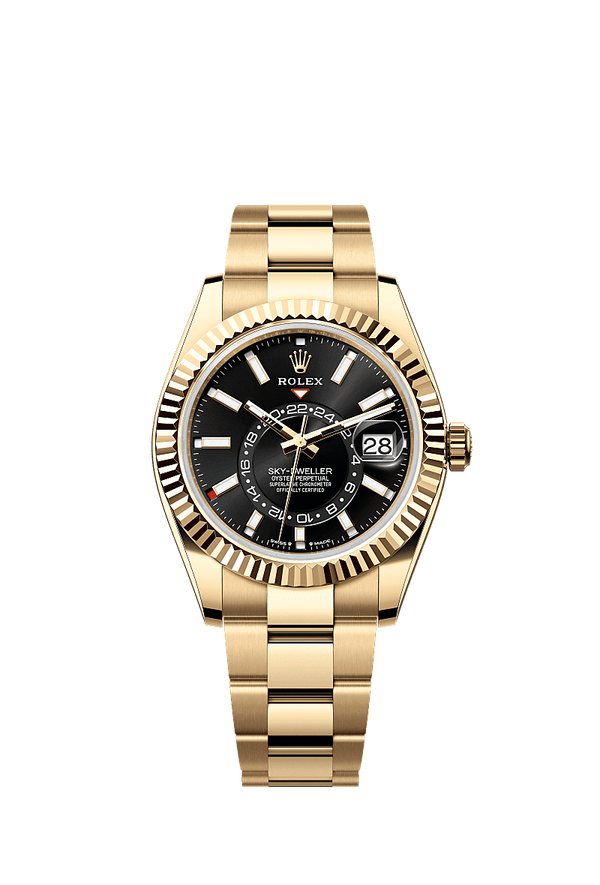 Rolex Sky-Dweller - Geelgoud - Zwart wijzerplaat (336938)