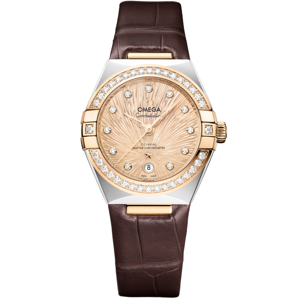 Omega 131.28.29.20.58.001 Constellation 29åÊmm, steel - Moonshine gold on Alligator - 131.28.29.20.58.001