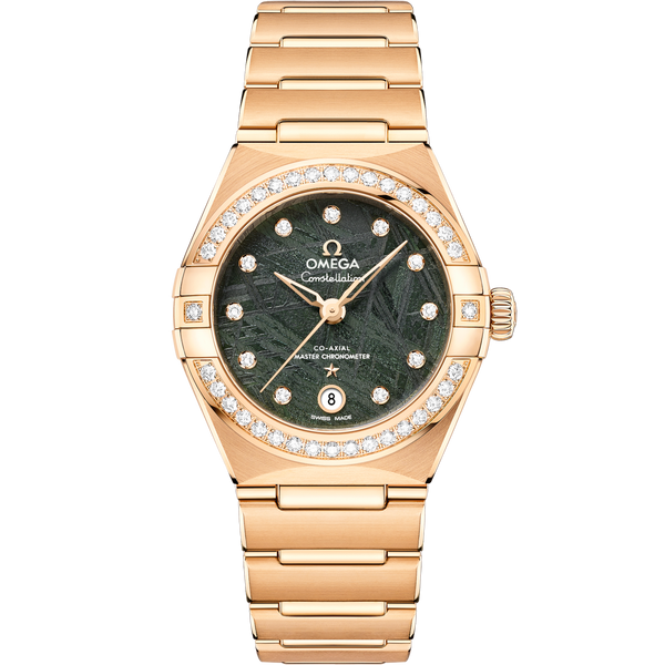 Omega 131.55.29.20.99.005 Constellation Manhattan 29 Co-Axial Master Chronometer Yellow Gold - Diamond / Green Meteorite