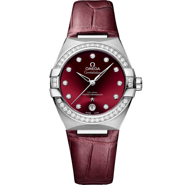 Omega 131.18.36.20.61.001 Master Chronometer 36 Stainless Steel / Diamond / Red / Strap