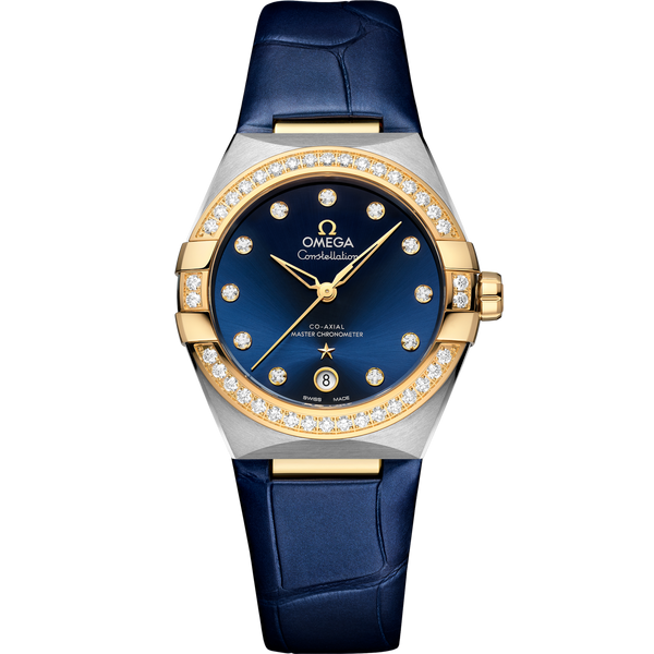 Omega 131.28.36.20.53.001 Master Chronometer 36 Stainless Steel / Yellow Gold / Diamond / Blue / Strap