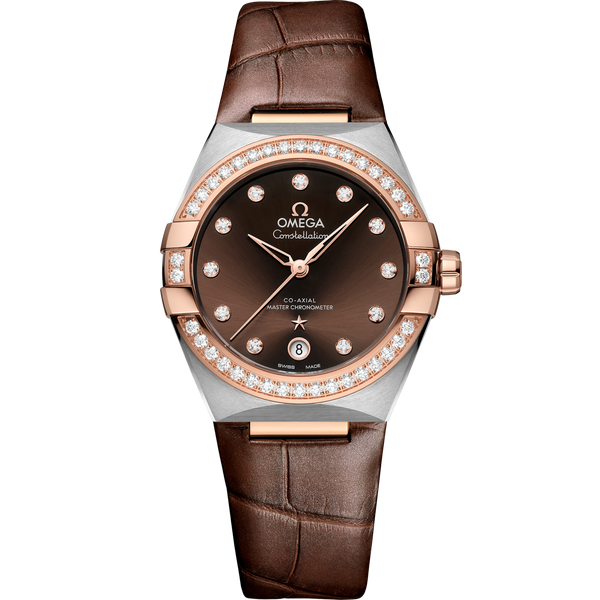 Omega 131.28.36.20.63.001 Master Chronometer 36 Stainless Steel / Sedna Gold / Diamond / Brown / Strap