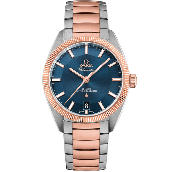 Omega 130.20.39.21.03.001 Globemaster Stainless Steel / Sedna Gold / Blue / Bracelet