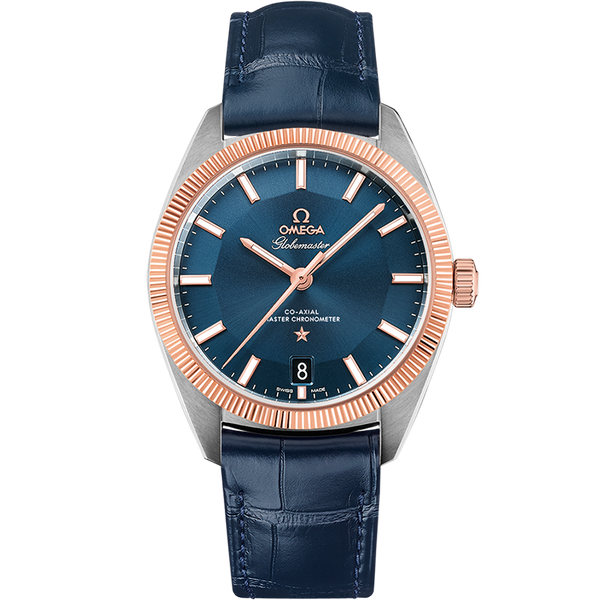 Omega 130.23.39.21.03.001 Globemaster Stainless Steel / Sedna Gold / Blue / Alligator