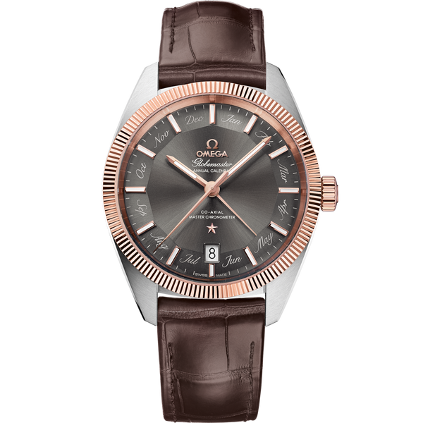 Omega 130.23.41.22.06.001 Globemaster Annual Calendar Stainless Steel / Sedna Gold / Grey