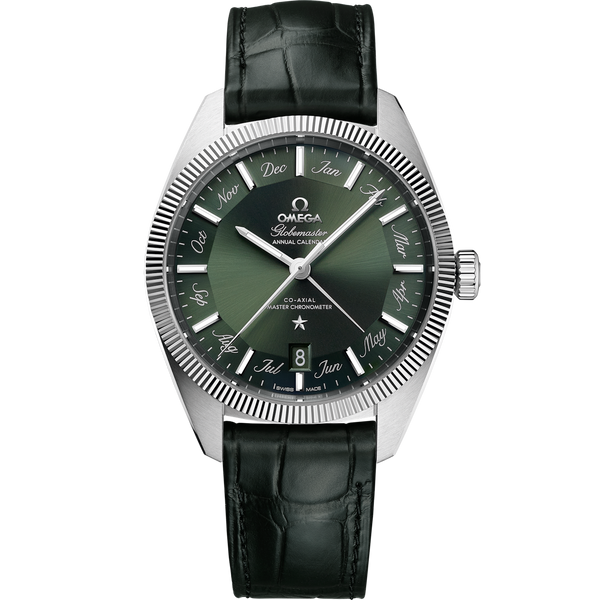 Omega 130.33.41.22.10.001 Globemaster Annual Calendar Stainless Steel / Green