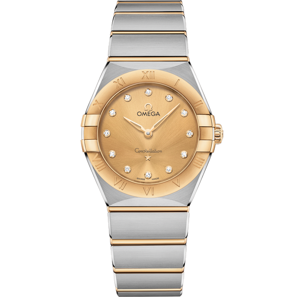 Omega 131.20.28.60.58.001 Constellation Manhattan 28 Quartz Stainless Steel / Yellow Gold / Champagne Diamond