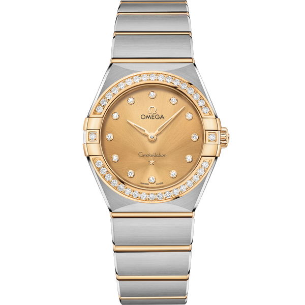 Omega 131.25.28.60.58.001 Constellation Manhattan 28 Quartz Stainless Steel / Yellow Gold / Champagne-Diamond / Diamond
