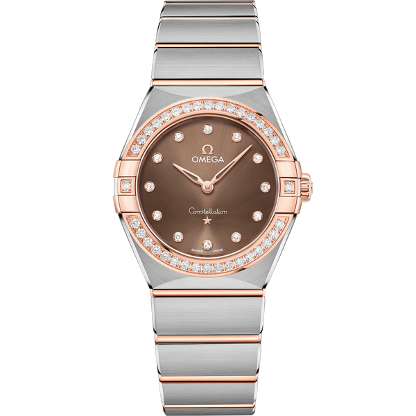 Omega 131.25.28.60.63.001 Constellation Manhattan 28 Quartz Stainless Steel / Sedna Gold / Brown-Diamond / Diamond