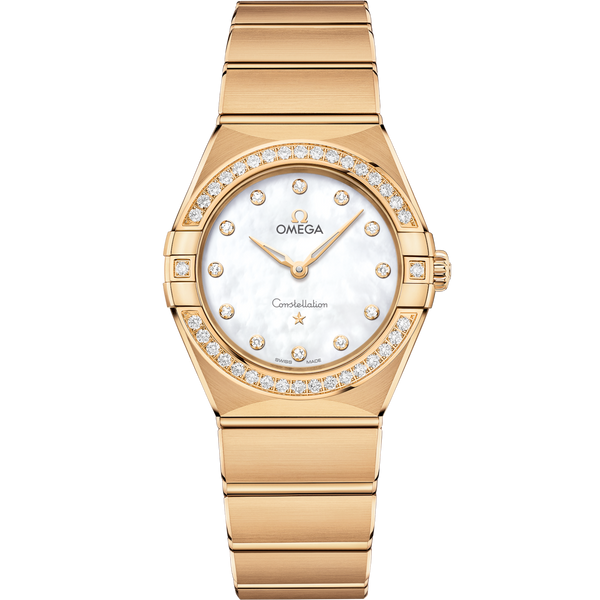 Omega 131.55.28.60.55.002 Constellation Manhattan 28 Quartz Yellow Gold / MOP / Diamond