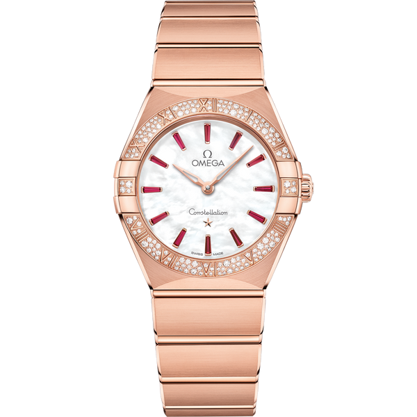 Omega 131.55.28.60.55.004 Constellation Manhattan 28 Quartz Sedna Gold / MOP - Emerald / Diamond