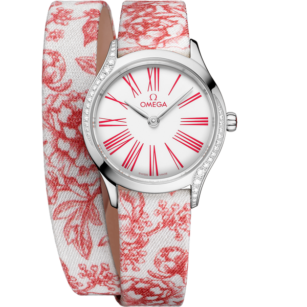 Omega 428.17.26.60.04.003 Mini Tr̩sor Quartz 26 Stainless Steel - Diamond / White - Rose / Toile de Jouy - Double Tour