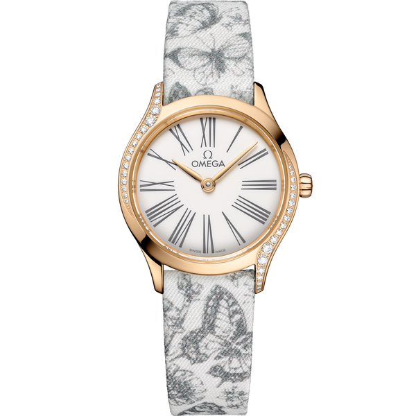 Omega 428.57.26.60.04.002 Mini Tr̩sor Quartz 26 Moonshine Gold - Diamond / White - Grey / Toile de Jouy