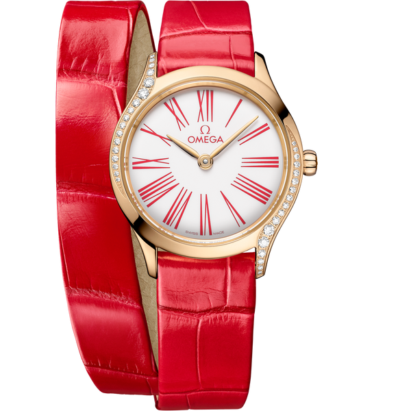 Omega 428.58.26.60.04.003 Mini Tr̩sor Quartz 26 Moonshine Gold - Diamond / White Enamel / Double Tour