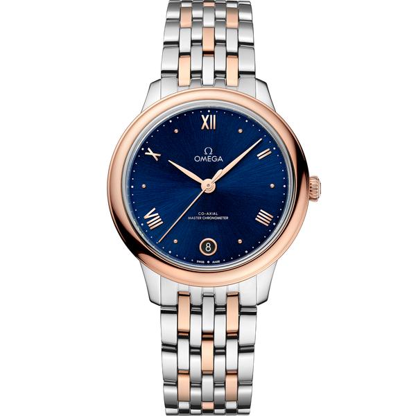 Omega 434.20.34.20.03.001 De Ville Master Chronometer 34 Stainless Steel - Sedna Gold / Blue / Bracelet