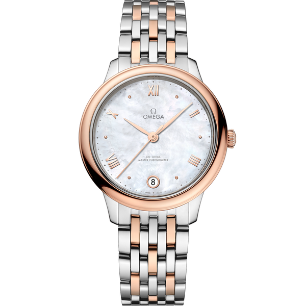 Omega 434.20.34.20.05.001 De Ville Master Chronometer 34 Stainless Steel - Sedna Gold / MOP / Bracelet