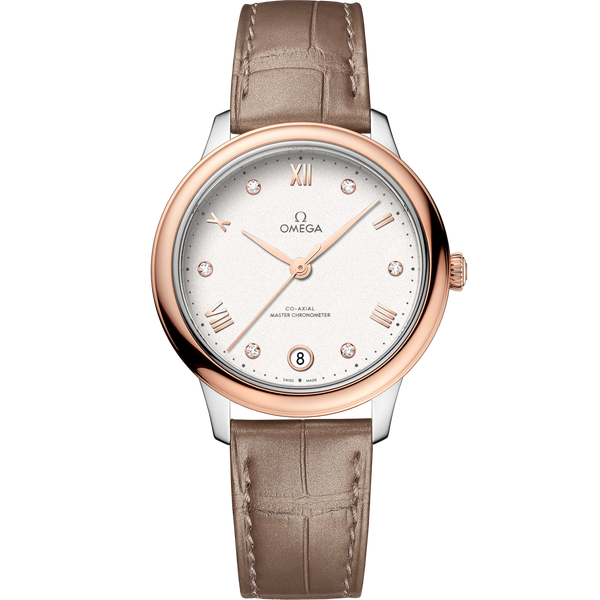 Omega 434.23.34.20.52.001 De Ville Master Chronometer 34 Stainless Steel - Sedna Gold / White - Diamond