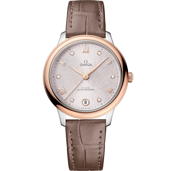 Omega 434.23.34.20.52.003 De Ville Master Chronometer 34 Stainless Steel - Sedna Gold / Rose - Diamond