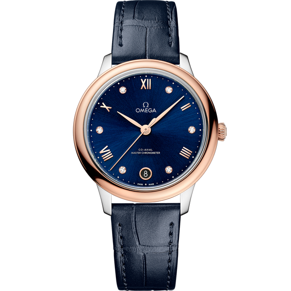 Omega 434.23.34.20.53.001 De Ville Master Chronometer 34 Stainless Steel - Sedna Gold / Blue - Diamond