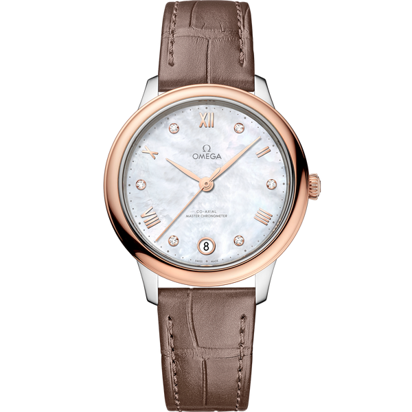 Omega 434.23.34.20.55.001 De Ville Master Chronometer 34 Stainless Steel - Sedna Gold / MOP - Diamond