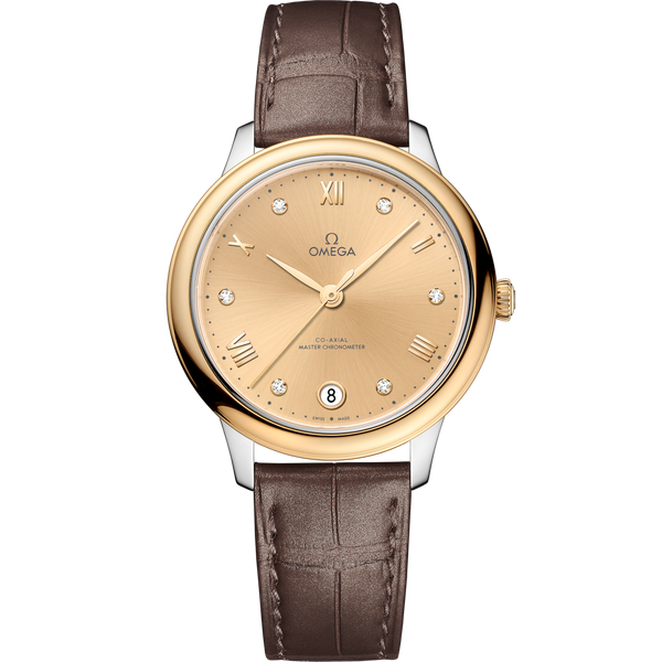 Omega 434.23.34.20.58.001 De Ville Master Chronometer 34 Stainless Steel - Yellow Gold / Champagne - Diamond
