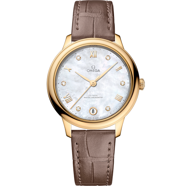 Omega 434.53.34.20.55.002 De Ville Master Chronometer 34 Yellow Gold / MOP - Diamond