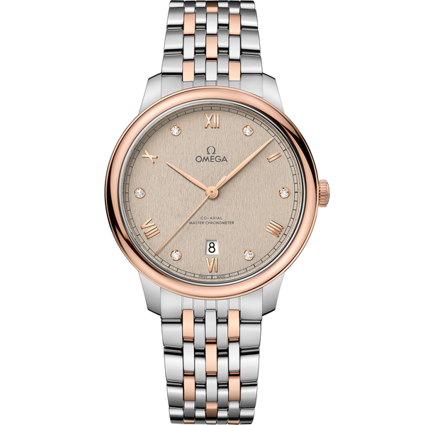 Omega 434.20.40.20.59.001 De Ville Master Chronometer Stainless Steel - Sedna Gold / Beige - Diamond / Bracelet