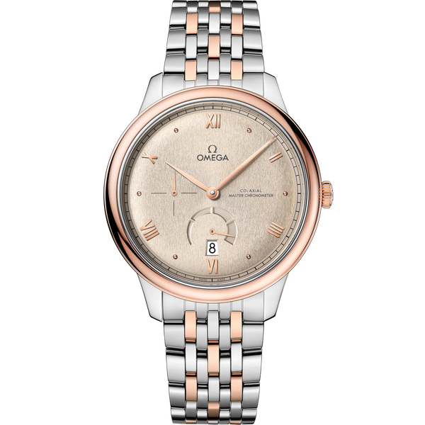 Omega 434.20.41.21.09.001 De Ville Power Reserve Master Chronometer Stainless Steel - Sedna Gold / Beige / Bracelet