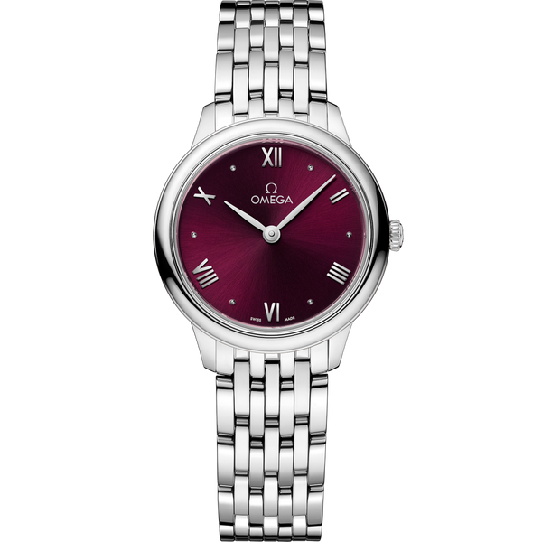 Omega 434.10.28.60.11.001 De Ville Quartz 27.5 Stainless Steel / Burgundy / Bracelet