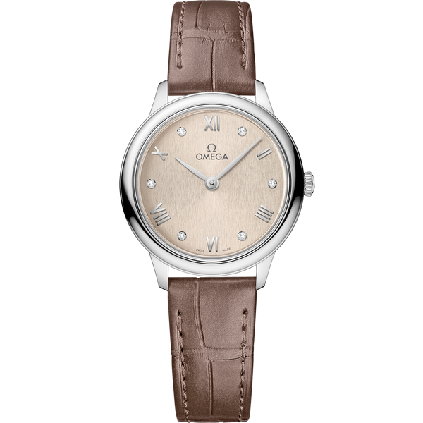 Omega 434.13.28.60.59.001 De Ville Quartz 27.5 Stainless Steel / Beige - Diamond