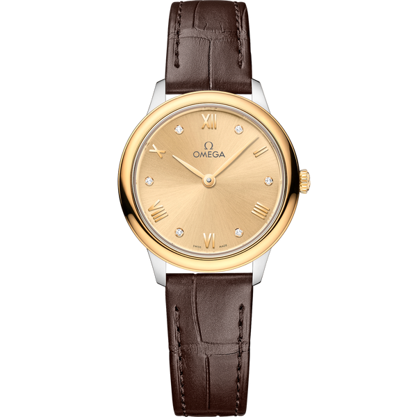 Omega 434.23.28.60.58.001 De Ville Quartz 27.5 Stainless Steel - Yellow Gold / Champagne - Diamond