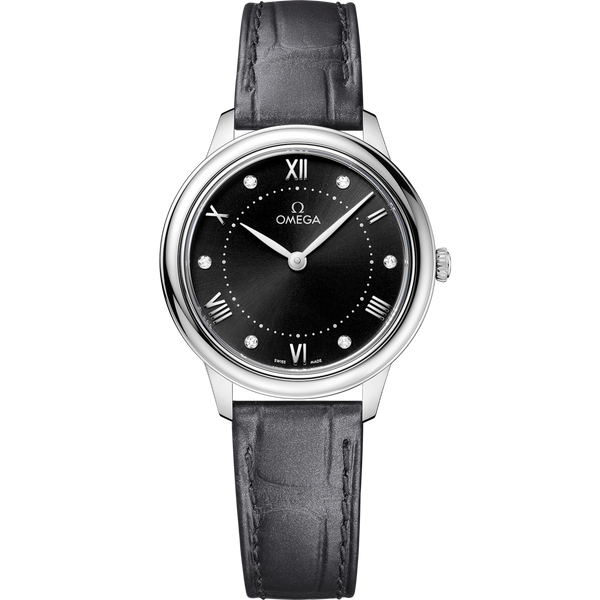 Omega 434.13.30.60.51.001 De Ville Quartz 30 Stainless Steel / Black - Diamond
