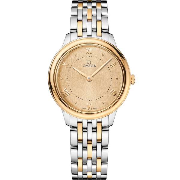 Omega 434.20.30.60.08.001 De Ville Quartz 30 Stainless Steel - Yellow Gold / Champagne / Bracelet