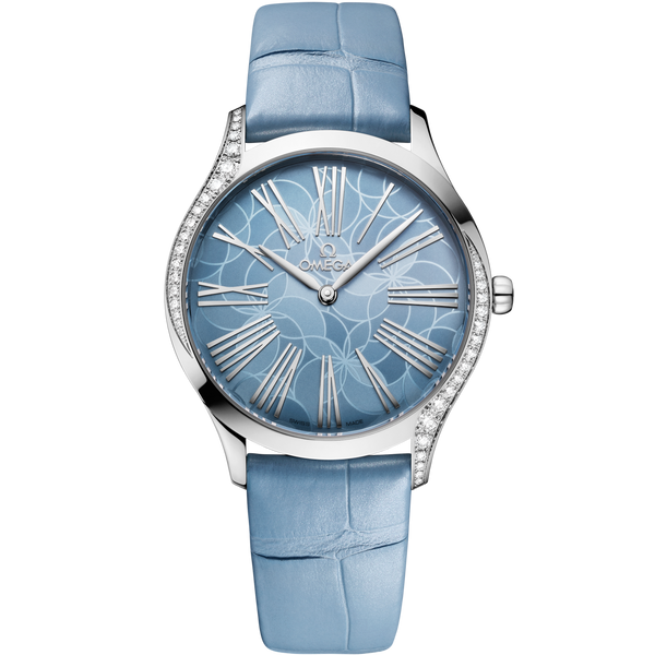 Omega 428.18.36.60.03.002 De Ville Tr̩sor 36 Stainless Steel / Blue - Hydrangea / Alligator