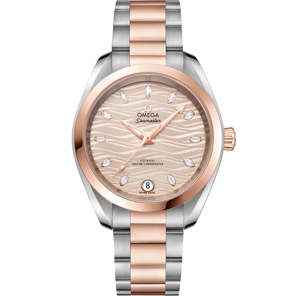 Omega 220.20.34.20.59.001 Seamaster Aqua Terra 150M Master Chronometer 34 Stainless Steel / Sedna Gold / Grey - Diamond / Bracelet