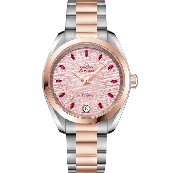 Omega 220.20.34.20.60.001 Seamaster Aqua Terra 150M Master Chronometer 34 Stainless Steel / Sedna Gold / Pink - Ruby / Bracelet