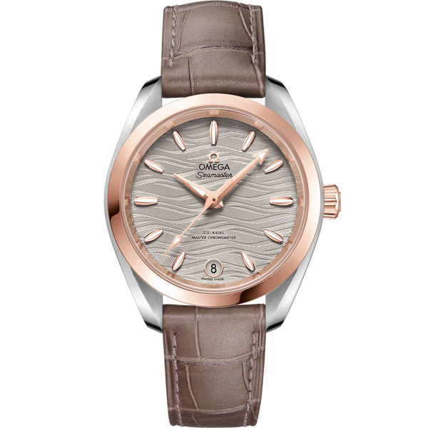 Omega 220.23.34.20.06.001 Seamaster Aqua Terra 150M Master Chronometer 34 Stainless Steel / Sedna Gold / Grey-Waves / Alligator