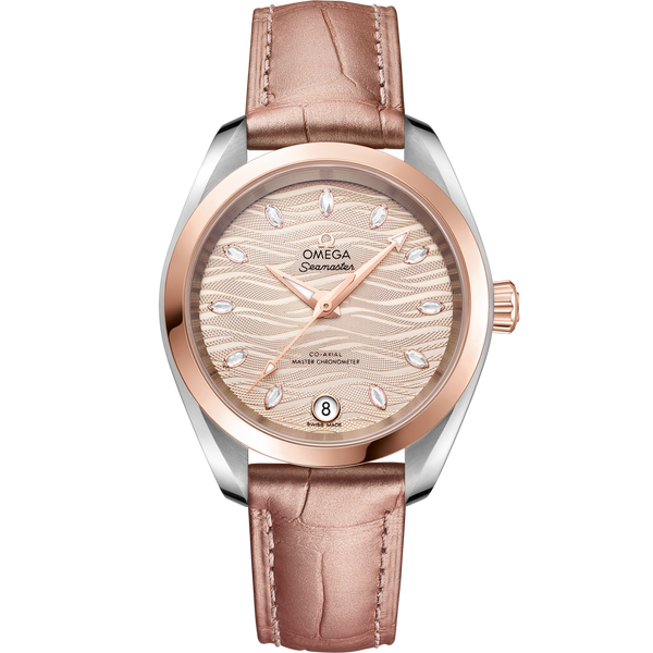 Omega 220.23.34.20.59.001 Seamaster Aqua Terra 150M Master Chronometer 34 Stainless Steel / Sedna Gold / Grey - Diamond / Alligator