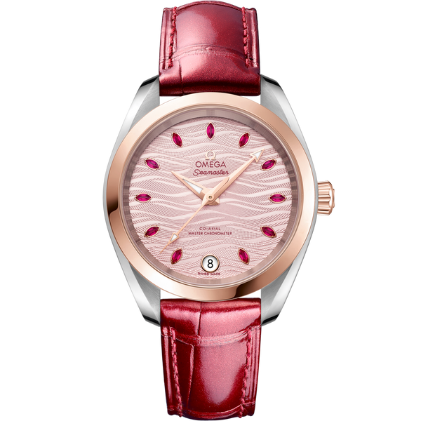 Omega 220.23.34.20.60.001 Seamaster Aqua Terra 150M Master Chronometer 34 Stainless Steel / Sedna Gold / Pink - Ruby / Alligator