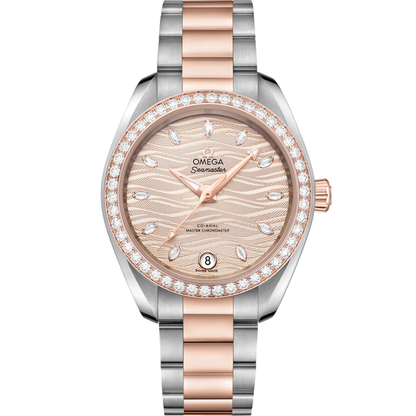 Omega 220.25.34.20.59.001 Seamaster Aqua Terra 150M Master Chronometer 34 Stainless Steel / Sedna Gold / Diamond / Grey - Diamond / Bracelet