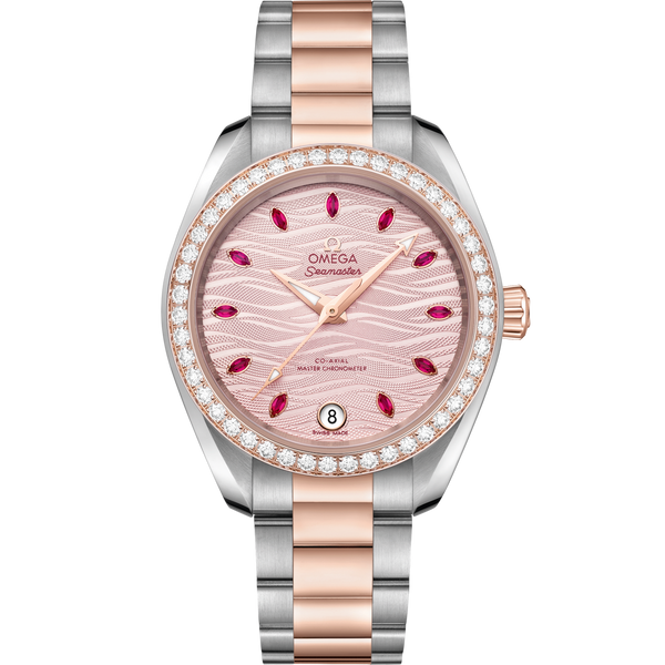 Omega 220.25.34.20.60.001 Seamaster Aqua Terra 150M Master Chronometer 34 Stainless Steel / Sedna Gold / Diamond / Pink - Ruby / Bracelet